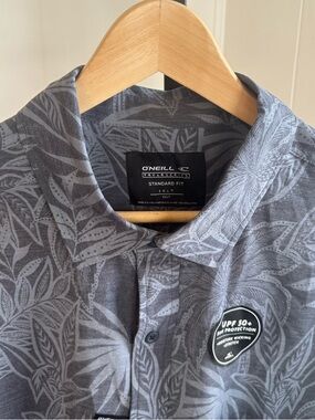 O’Neill NWT Traveler UPF 50+ Blue Gray Traverse Leaf Short Sleeve Shirt 2XLT